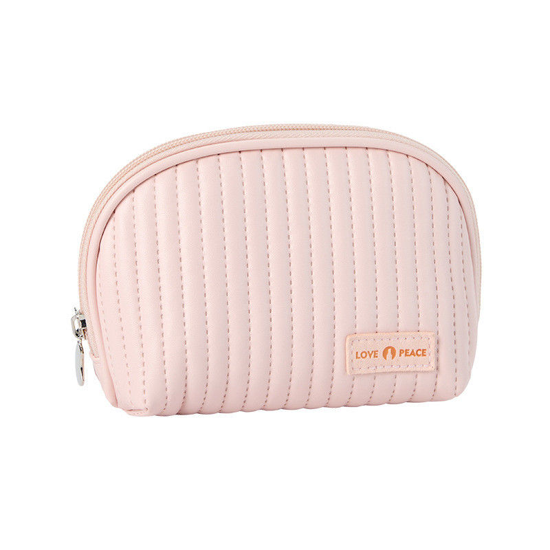 Logotipo de cuero bolsas cosméticas estilo pastel maquillaje organizador bolsas para cosméticos conveniencia