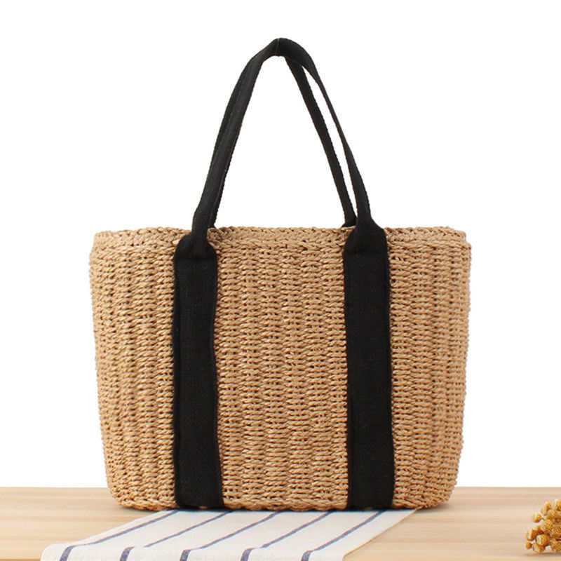 Bolso de compras de vacaciones para mujeres de Bali Bolso de paja hecho a mano con gran capacidad