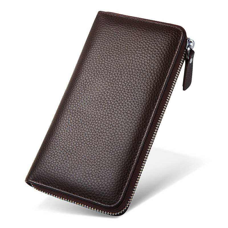 Bolso de cartera de cuero real para hombres delgado con logotipo personalizado de Customized