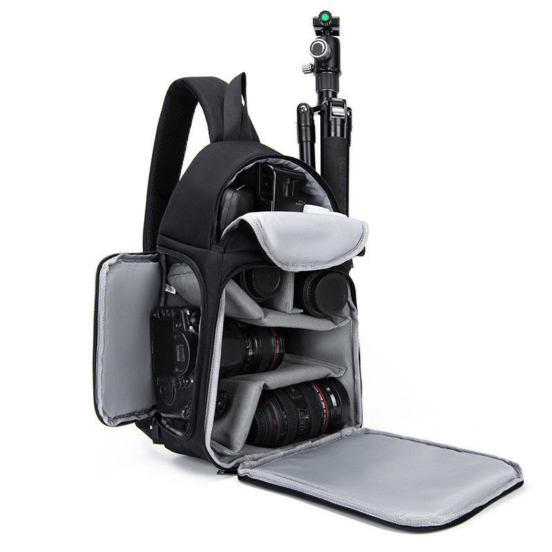 Bolsa de mochila portátil de cámara impermeable con logotipo personalizado para lentes y accesorios de cámara DSLR