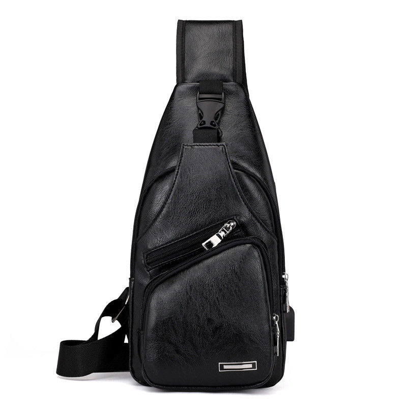 Bolso de pecho de cuero de PU unisex para hombres Bolso de mensajería de color personalizado