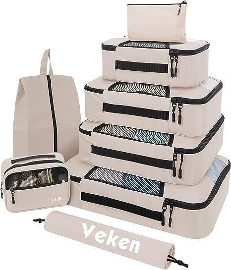 Logotipo personalizado Acceptado Bolsas de viaje unisex 8 Conjunto de cubos de embalaje con bolsa de ropa y almacenamiento