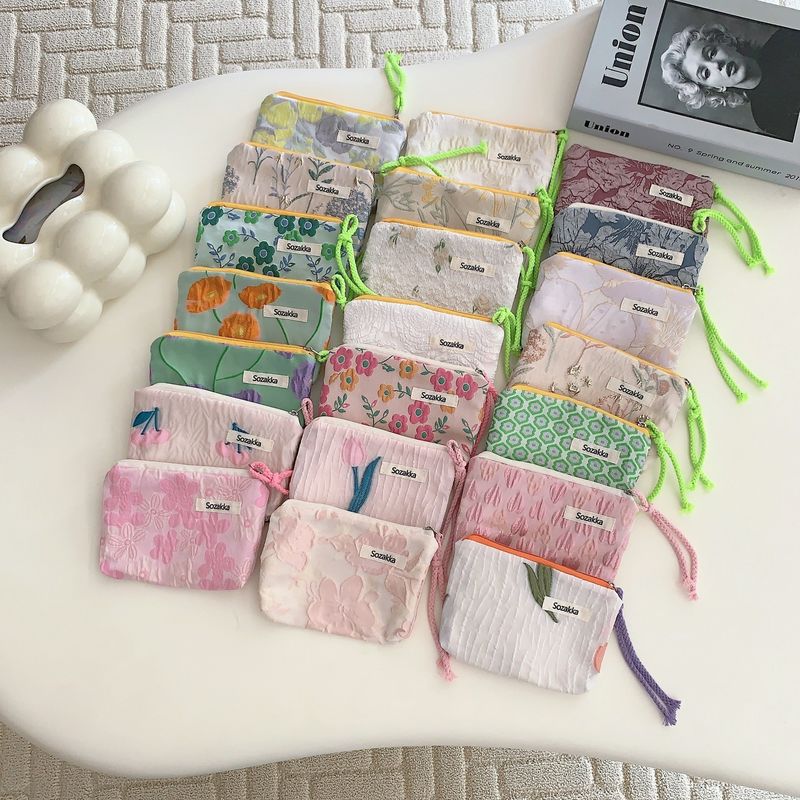 Maquillaje para viajes Bolsa de maquillaje cosmética Bolsa de maquillaje de lienzo de algodón personalizada Bolsa de aseo Floral Bolsa de maquillaje