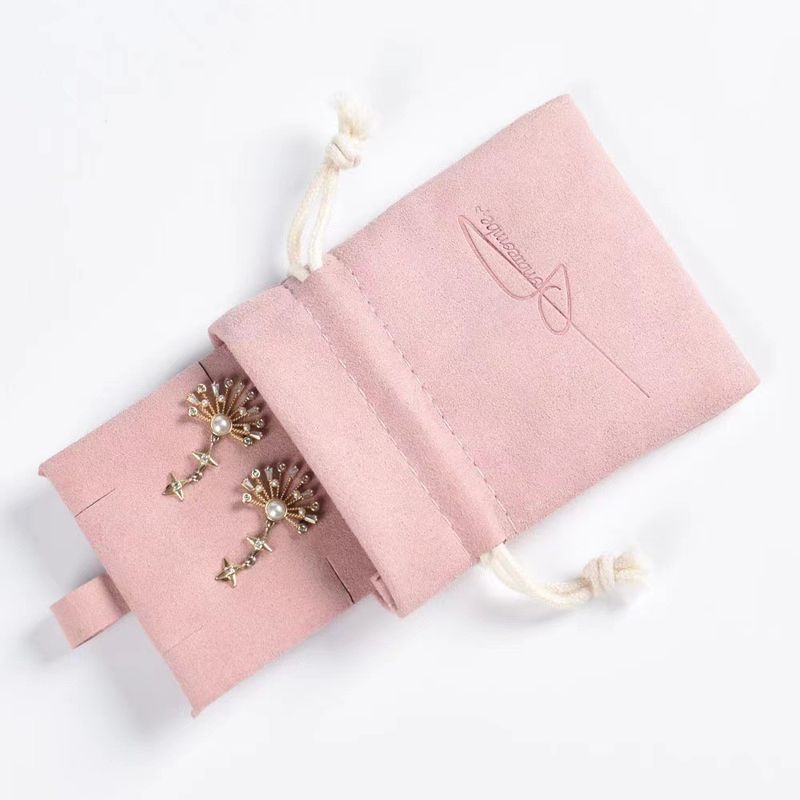 Logotipo personalizado Orecillos de dados pequeños Brazaletes Collares de polvo de terciopelo Bolso de embalaje para regalo
