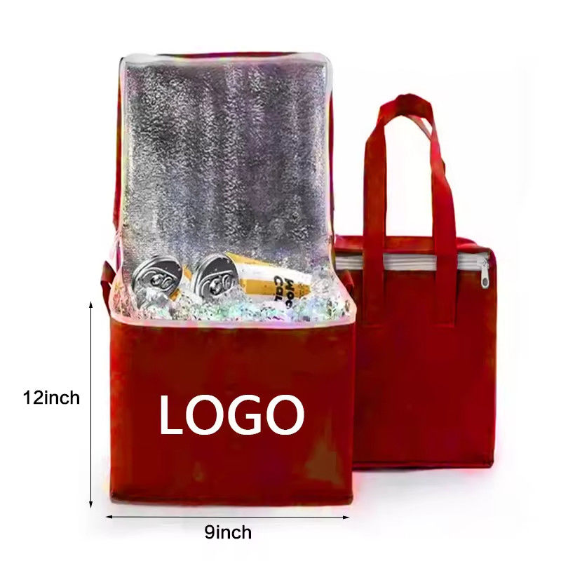 Logotipo personalizado Bolsa de enfriador de bucle suave para comestibles verdes aislados cerveza de picnic y más