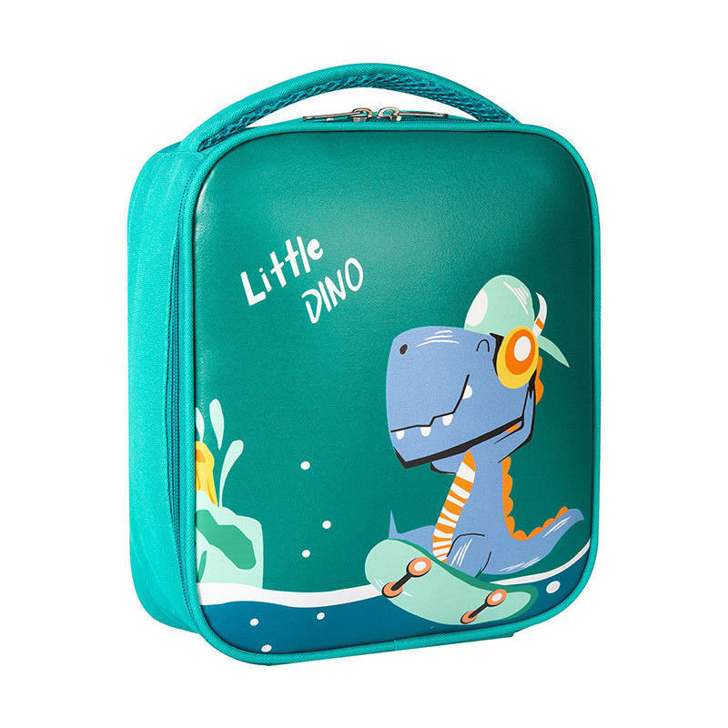Color personalizado dibujos animados dinosaurio espacio aislado niños bolso de la caja de almuerzo con aislamiento