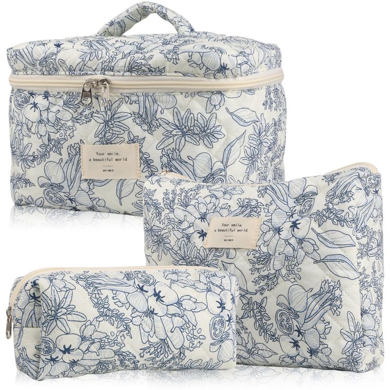 Bolso de maquillaje ligero de Gingham Azul El estilo más moderno para las necesidades de viaje de las mujeres
