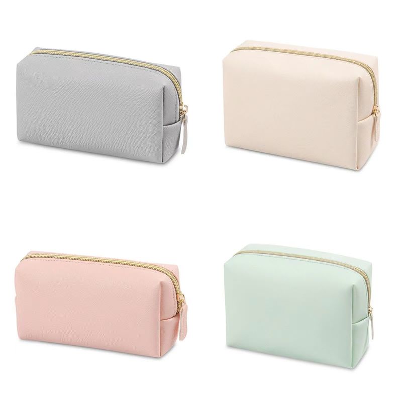 Bolsa de ropa de baño de cuero vegetariano con cierre de cremallera en color personalizado para viajes y cosméticos