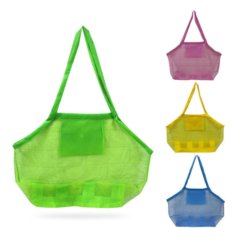 Lo más nuevo estilo de moda para niños arena de distancia bolsa de playa plegable juguetes de almacenaje bolsa de malla