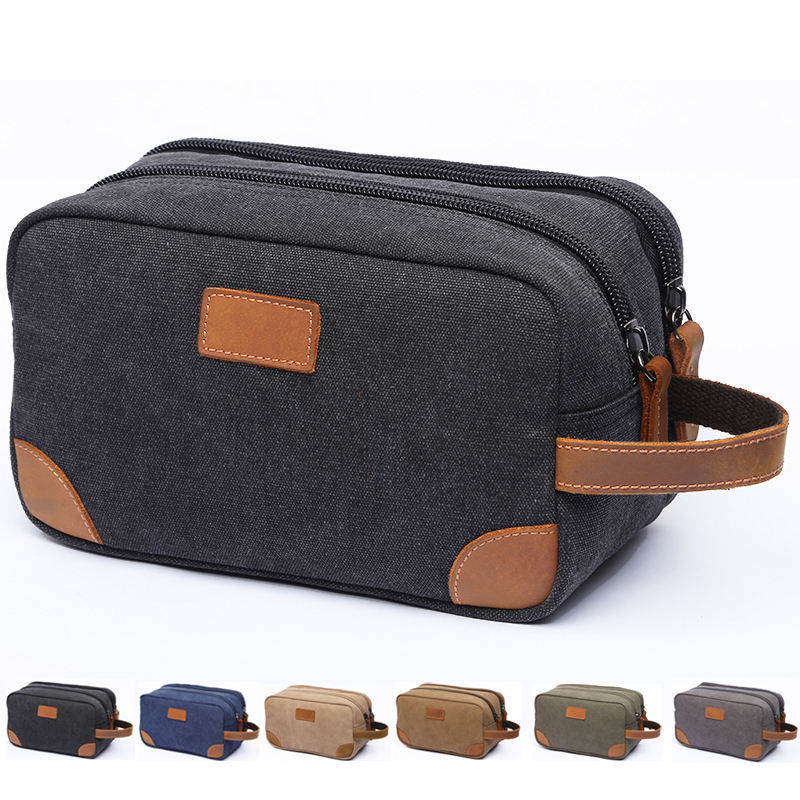 Bolso de ropa de baño de lona para hombres barba personalizada aseo afeitado Dopp Kit Cosméticos Viajes