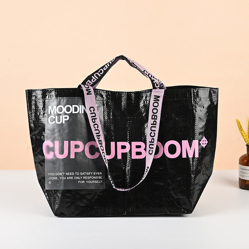 Bolso de compras de tejido con logotipo y laminación personalizados