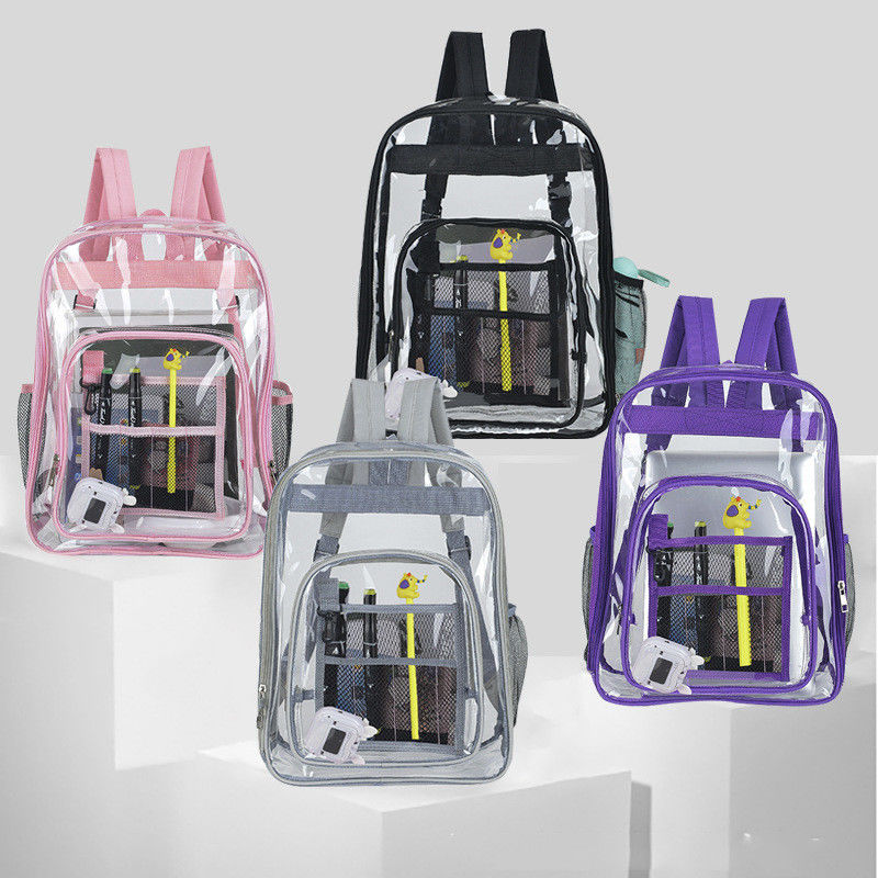 La más nueva de moda personalizada de color transparente mochila de PVC para actividades escolares al aire libre