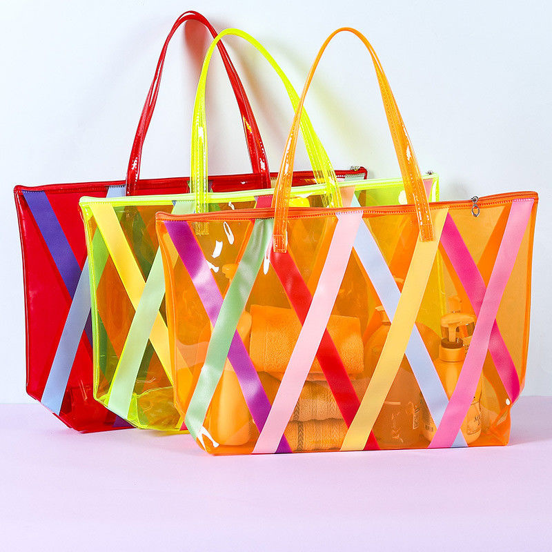 Compras en línea al por mayor Bolsa de playa de PVC grande con logotipo personalizado aceptado