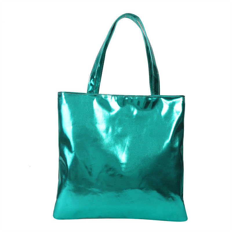 Bolso de mano suave Tote Simple de color sólido Brillante de piel de patente para el bolso de compras chica linda