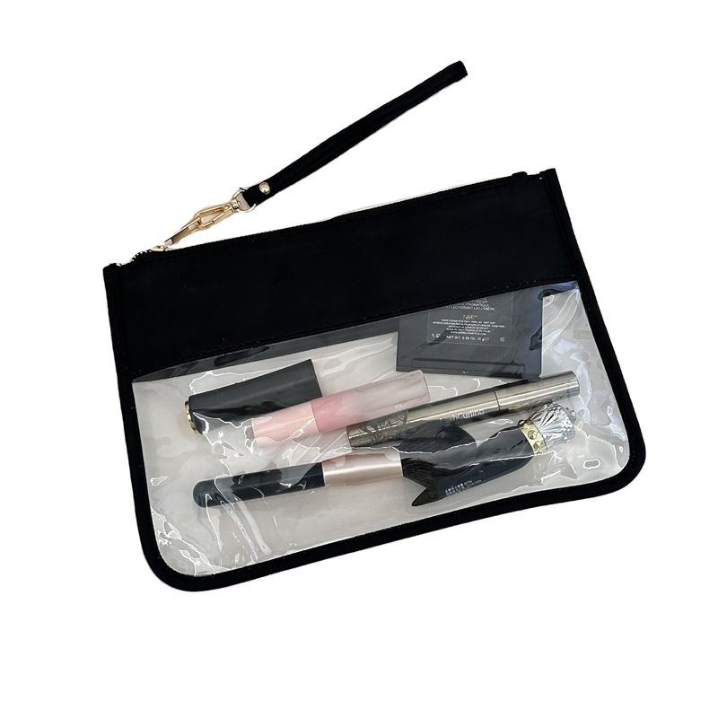 Bolsa de maquillaje de color transparente personalizada para organizar artículos cosméticos y personales a granel