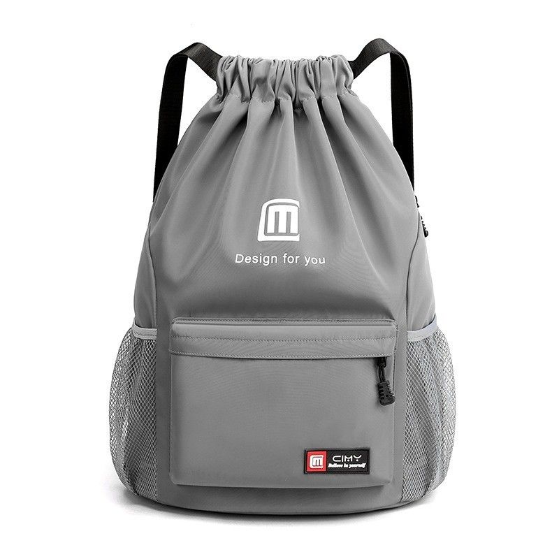 Material principal de lienzo mochila de cuerda de dibujo bolsa de gimnasio ligera para deportes logotipo de baloncesto