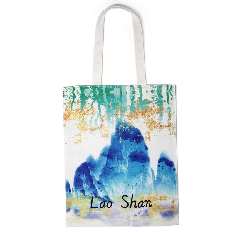 Logotipo personalizado aceptado Bolsa de toque tela de algodón reciclable tamaño grande con bolsillo de cremallera