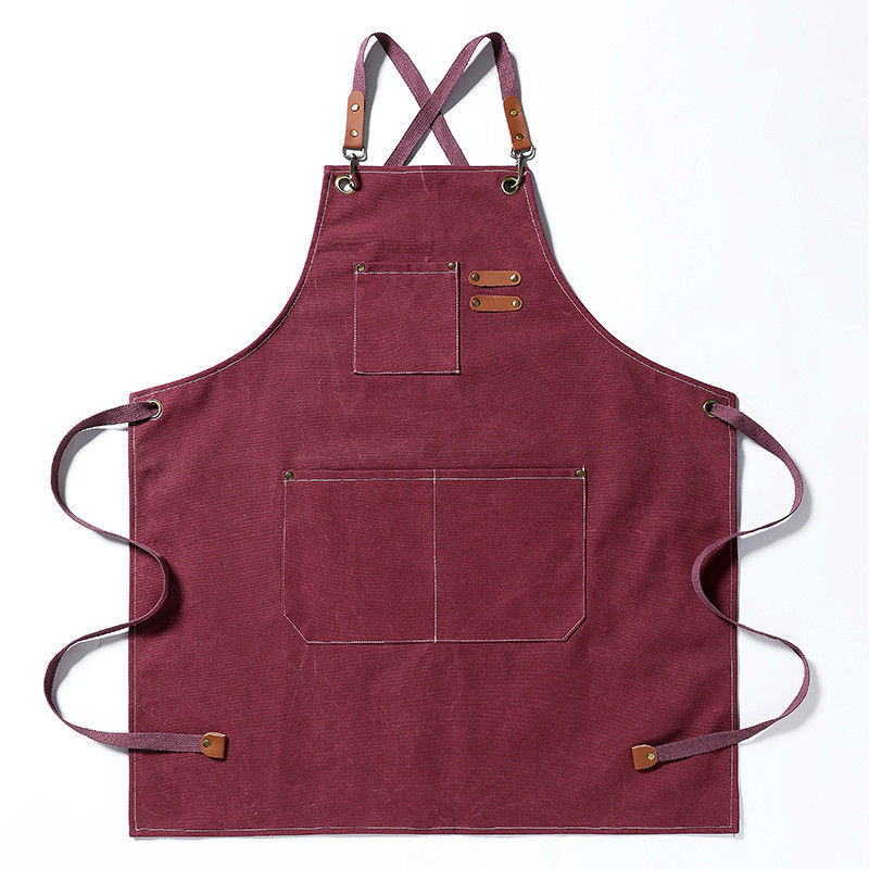 Delantal unisex para el trabajo de cocina y restaurante Logotipo personalizado Plain Black Chef Waiter delantal