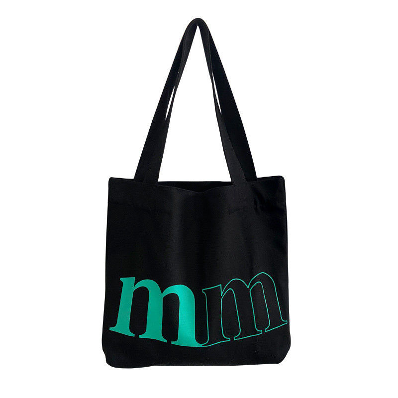 Logotipo personalizado Bolsita de lienzo de carta casual simple para primavera y verano Bolsa de hombro verde