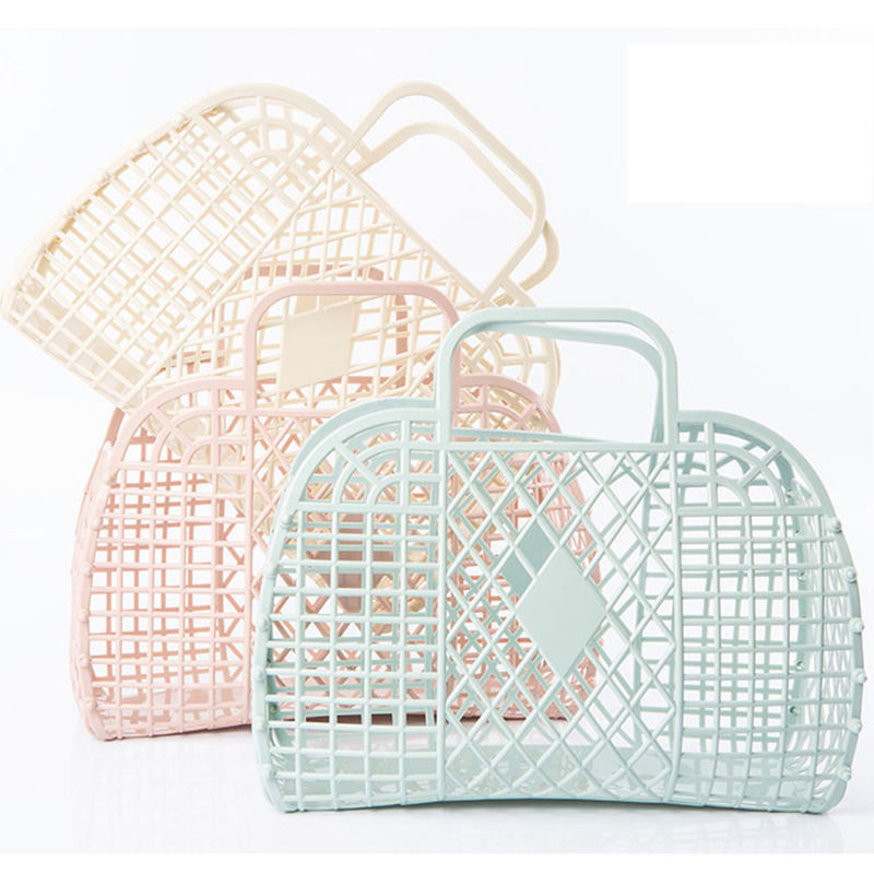 2023 verano bolsa portátil de vacaciones de plástico Pvc moda de playa retro de jalea de cesta de bolsa para mujer