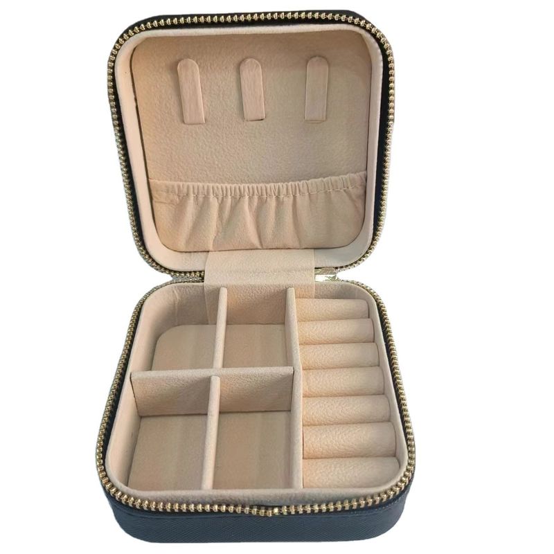 Conveniente logotipo personalizado de cuero portador de cargadora de cremallera bolsa portátil para el almacenamiento de joyas