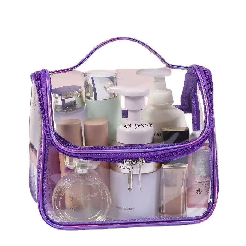 Compras transparente transparente belleza de viaje artículos de tocador PVC bolso cosmético personalizado para viajes