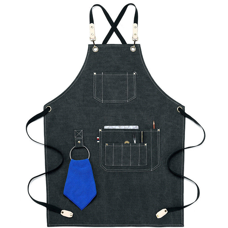 Apron de lienzo de espalda cruzada a medida impermeable Apron de denim para la vida cotidiana en el bar del restaurante