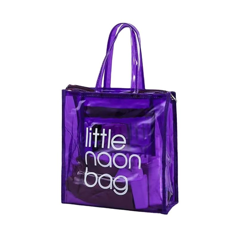 Bolsa de PVC transparente para la playa de verano Logotipo personalizado Inodoro Gran tamaño Color dulce