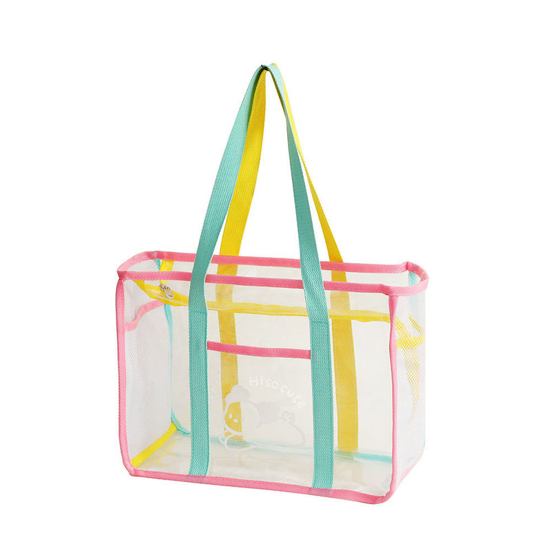 Bolso transparente de PVC para compras de playa con colores claros de dulces en forma de U Bolso de mano para mujeres