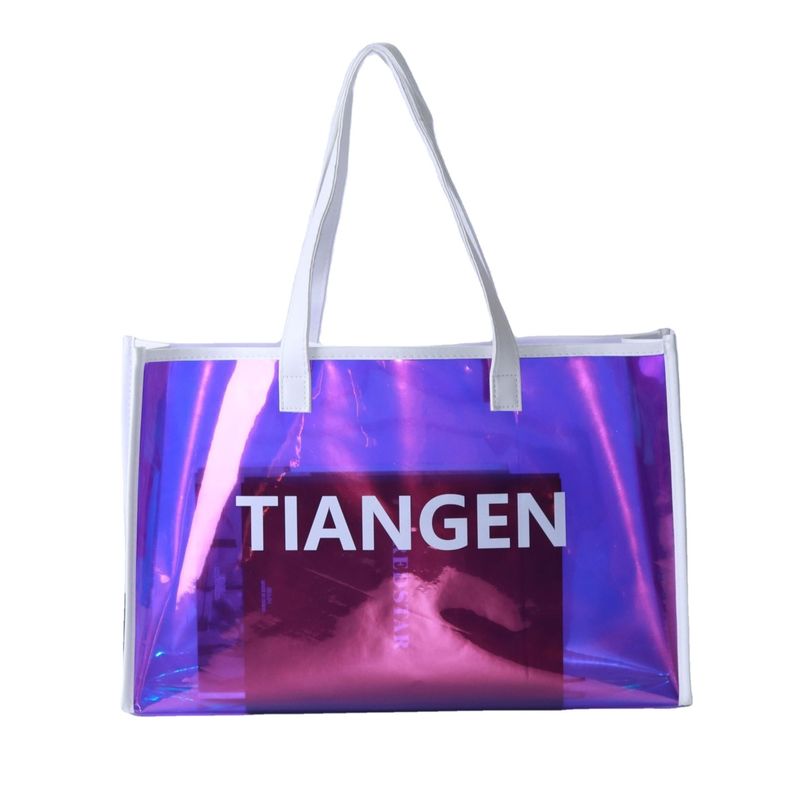 Bolso de jalea de PVC transparente Bolso de moda holográfico hombro de compras Bolso de plástico para mujeres