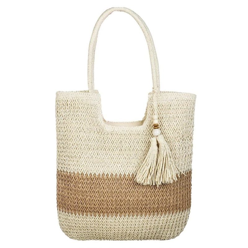 Bolso de paja de Raffia de verano aceptable para mujeres de moda Bolso de playa de crochet