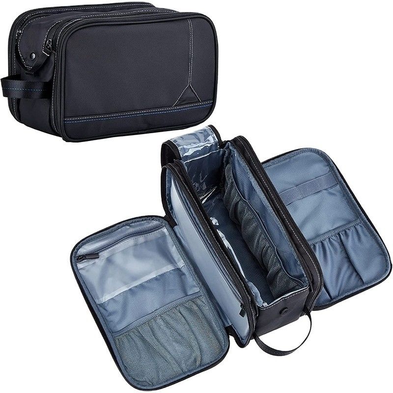 Muestra de gran capacidad de separación húmeda y seca Bolsa de aseo impermeable de poliéster de hombres Bolsa de almacenamiento con logotipo personalizado