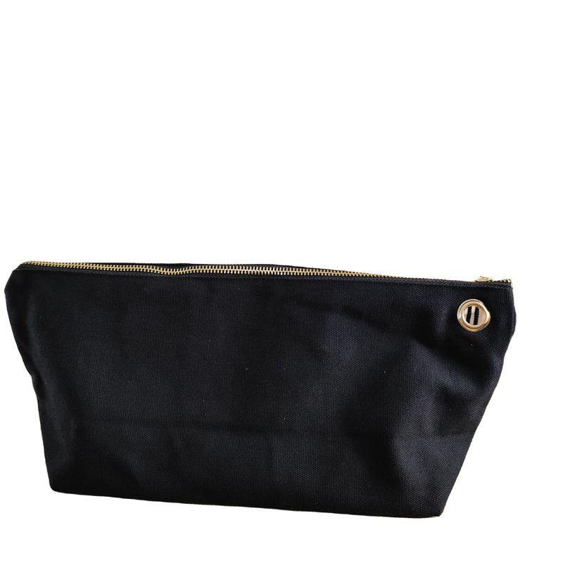 OEM/ODM aceptado Logotipo personalizado Impreso de lona Bolsa de maquillaje con cremallera para almacenamiento de lápices y monedas