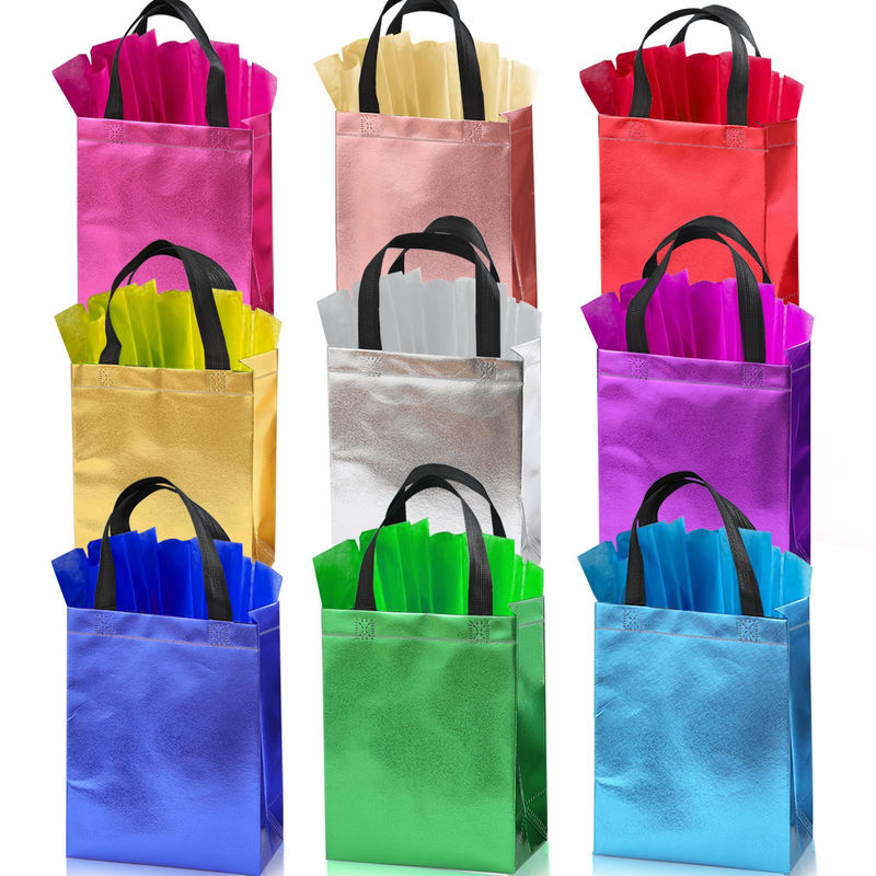Bolso de compras laminado de color no tejido con color dorado y longitud del mango
