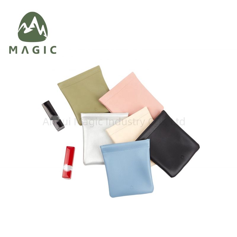 Impresión de logotipo personalizado Bolsa de almacenamiento de cuero de PU pequeña con patrón de letras y logotipo personalizado