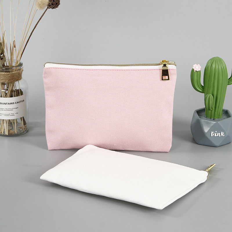 Logotipo personalizado Bolso de lápiz de lienzo Organizador perfecto para artículos de tocador y maquillaje de viaje