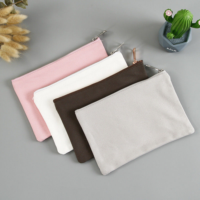 Bolsa cosmética de doble cara con cierre con cremallera para accesorios en lienzo de algodón ecológico