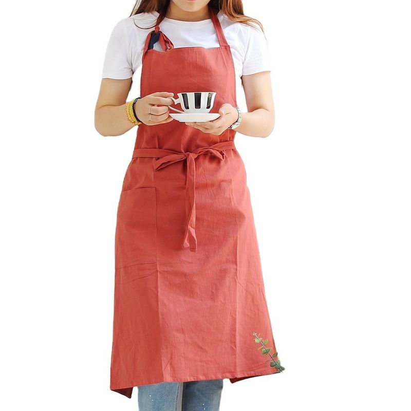 OEM / ODM aceptable diseño personalizado del delantal de lino de algodón para la cocina cocina chef limpieza