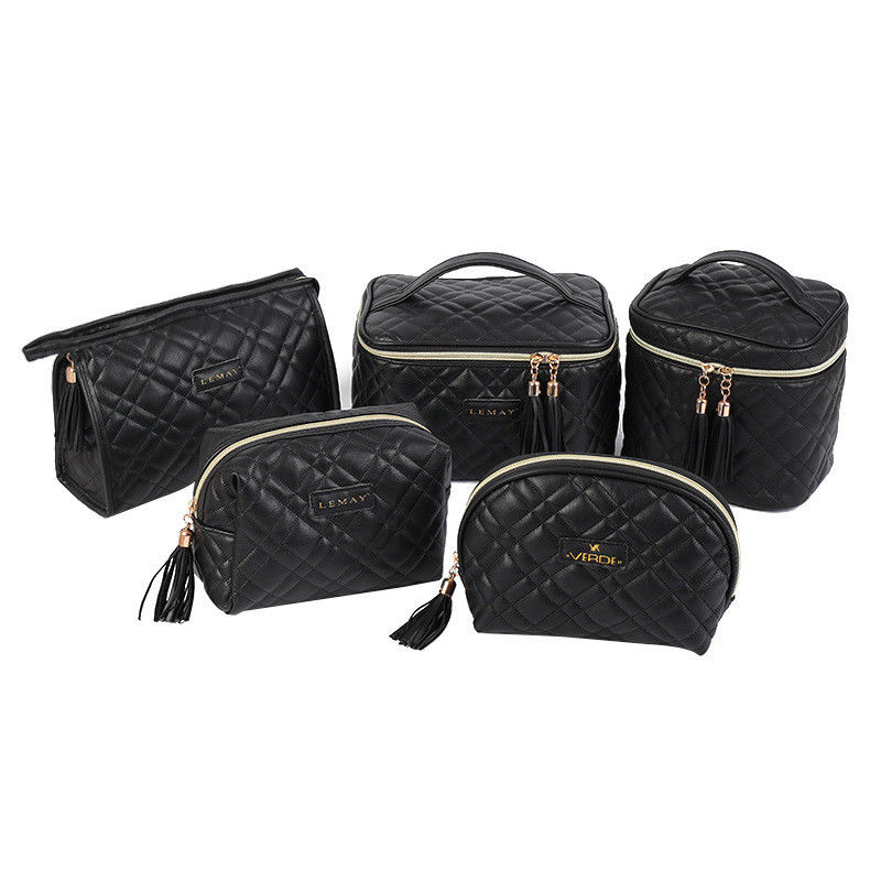 Bolsas cosméticas de maquillaje de cuero de PU con combinación de colores personalizada