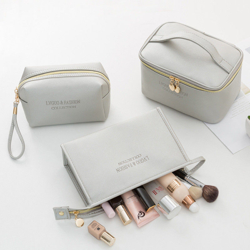 Bolso de cosméticos de terciopelo de patrón de cartas Set de 3 para mujeres organizador de cremallera de belleza de viaje