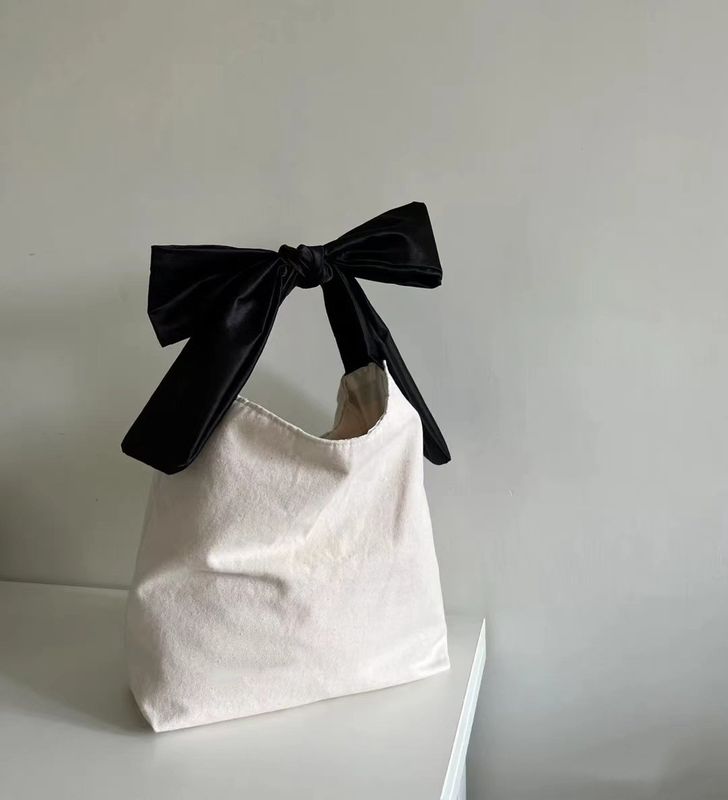 Color personalizado de alta capacidad estilo coreano Bow Hobo Casual Niña linda Adolescentes Mujeres de compras Bolso de lienzo