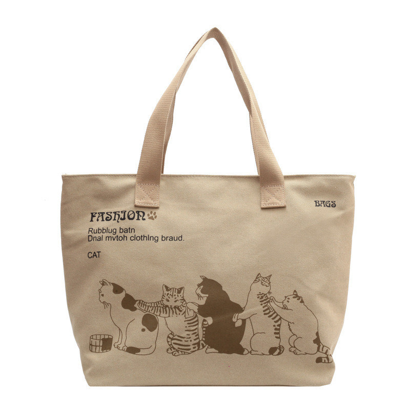 Bolso de moda de lienzo de poliéster con forro de tamaño personalizado para mujeres