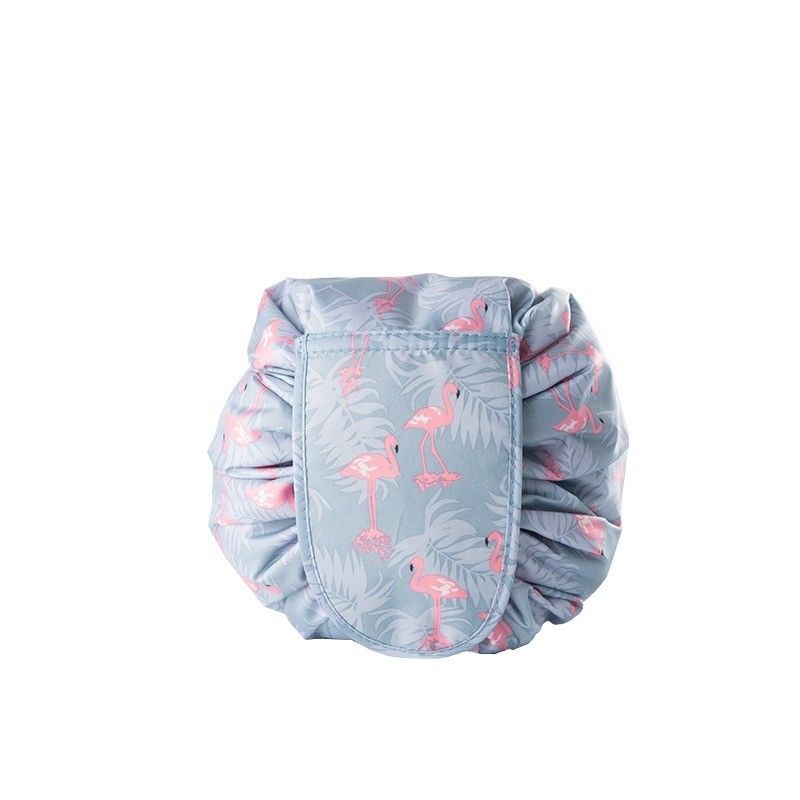 Conveniente Color personalizado impermeable plegable de cuerda de dibujo de lona maquillaje bolsa para cosméticos