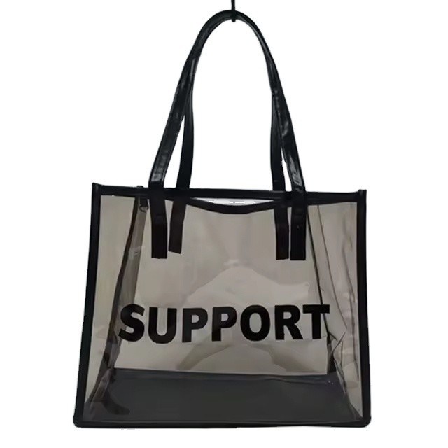 Bolso de cerradura de PVC con logotipo personalizado para fiestas Bolso de compras de PVC negro