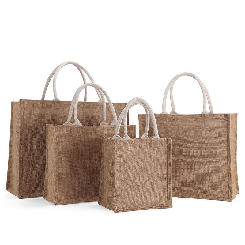 Bolso de moda de ropa de lino de mujer de mano de viaje reutilizable Tote Tote Jute Bolso para comprar regalos