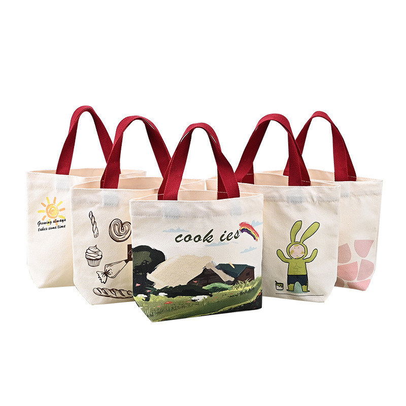 La última moda reciclado de algodón de lona bolsa de toque con logotipo de impresión personalizada