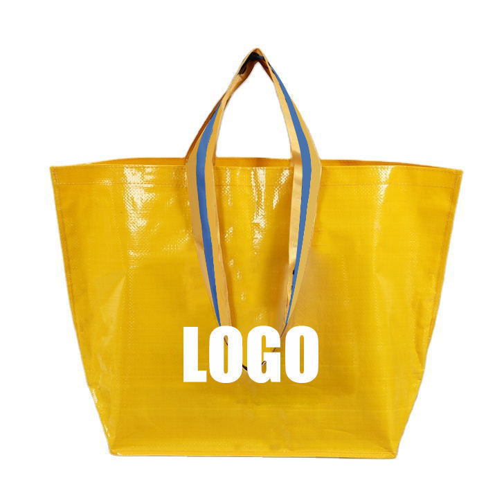 Logotipos personalizados de tamaño medio Reutilizables impermeables Pp Tejidos Laminados Bolsas de compras