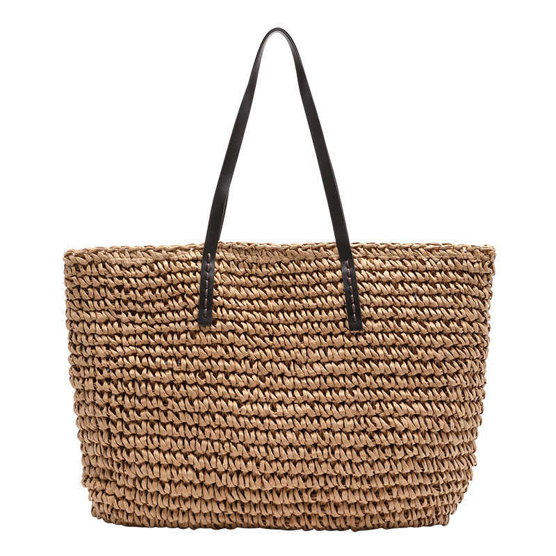Color personalizado de hombro de la mujer malla bolso de mano grande de paja bolsa de playa Tote para la vida diaria
