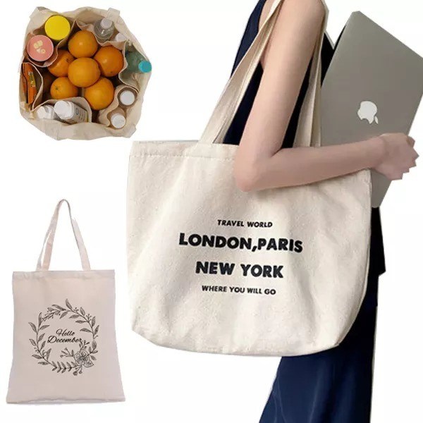 Logotipo personalizado Bolso de ropa de algodón natural para mujeres y compras