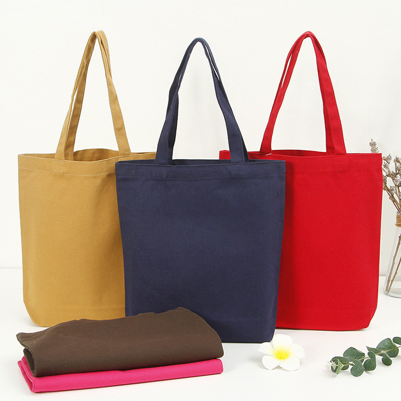 Compras Tamaño personalizable Color sólido Bolso de algodón con logotipo personalizado